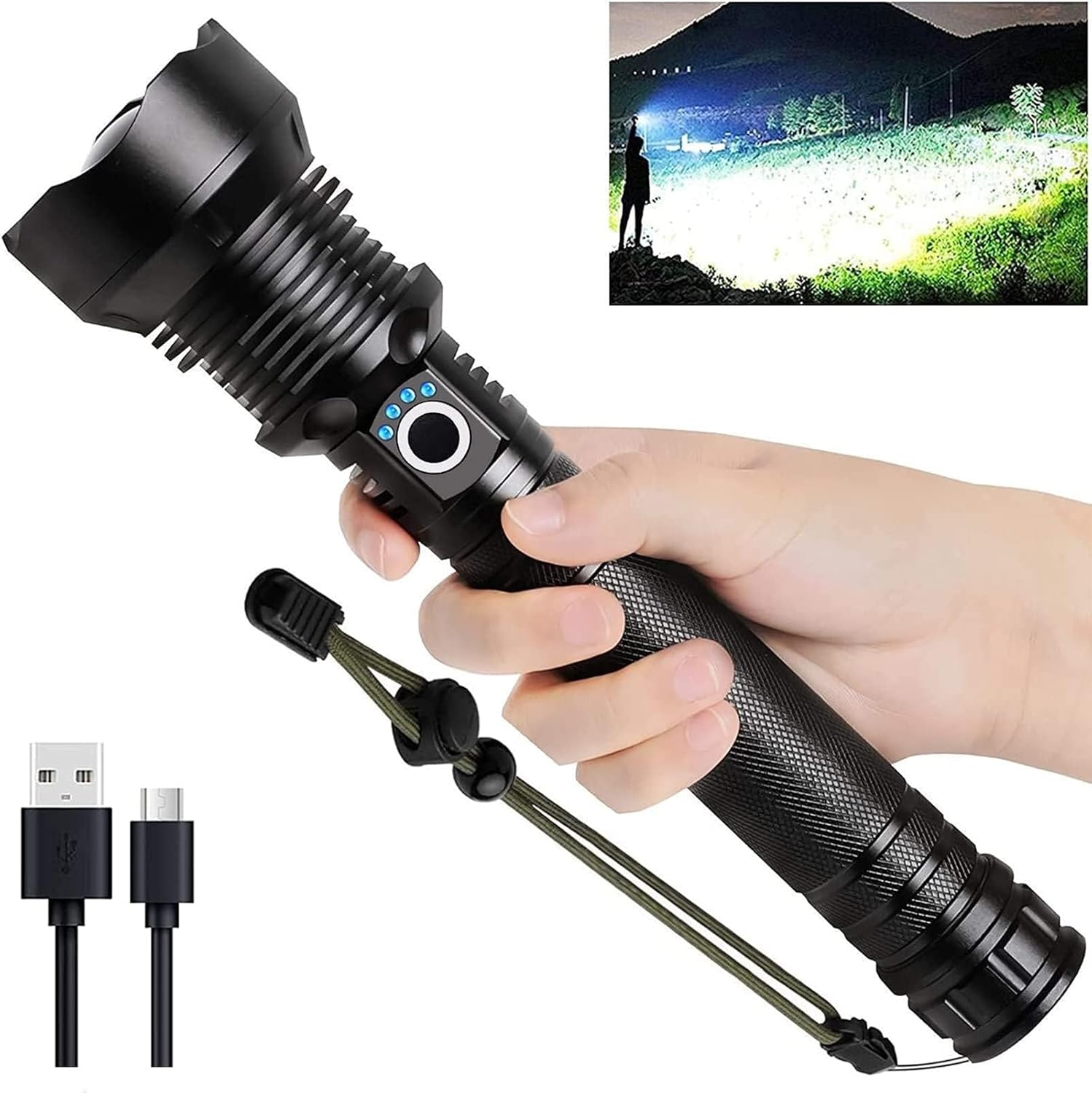 best rechargeable flashlight 990000 Lumens Super Bright